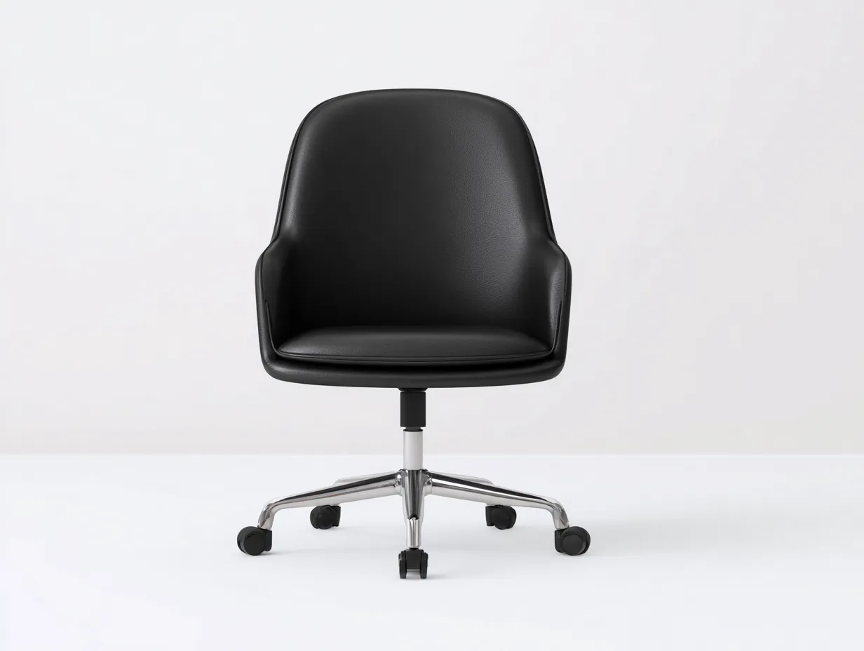 Silla De Oficina de piel 65x70x93 cm - negro y cromado - giratoria para oficina-Dozenmidecor