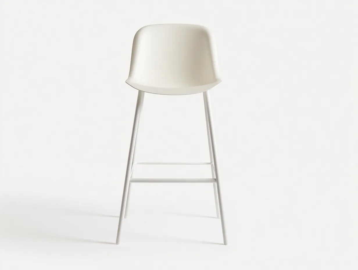 Taburete De Bar de polipropileno 45x47x102 cm - blanco roto - diseño minimalista para exterior-Dozenmidecor