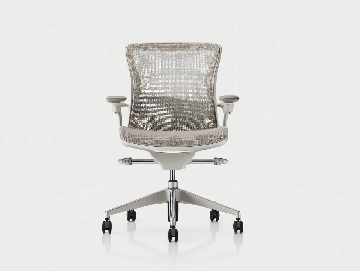 Silla De Oficina de malla 67x69x103 cm - beige y cromado - respaldo transpirable para oficina-Dozenmidecor