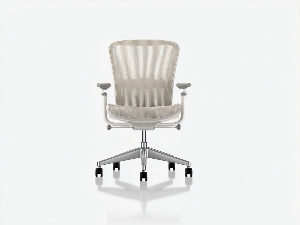 Silla De Oficina de malla 68x70x105 cm - gris claro y cromado - ergonómica para oficina-Dozenmidecor