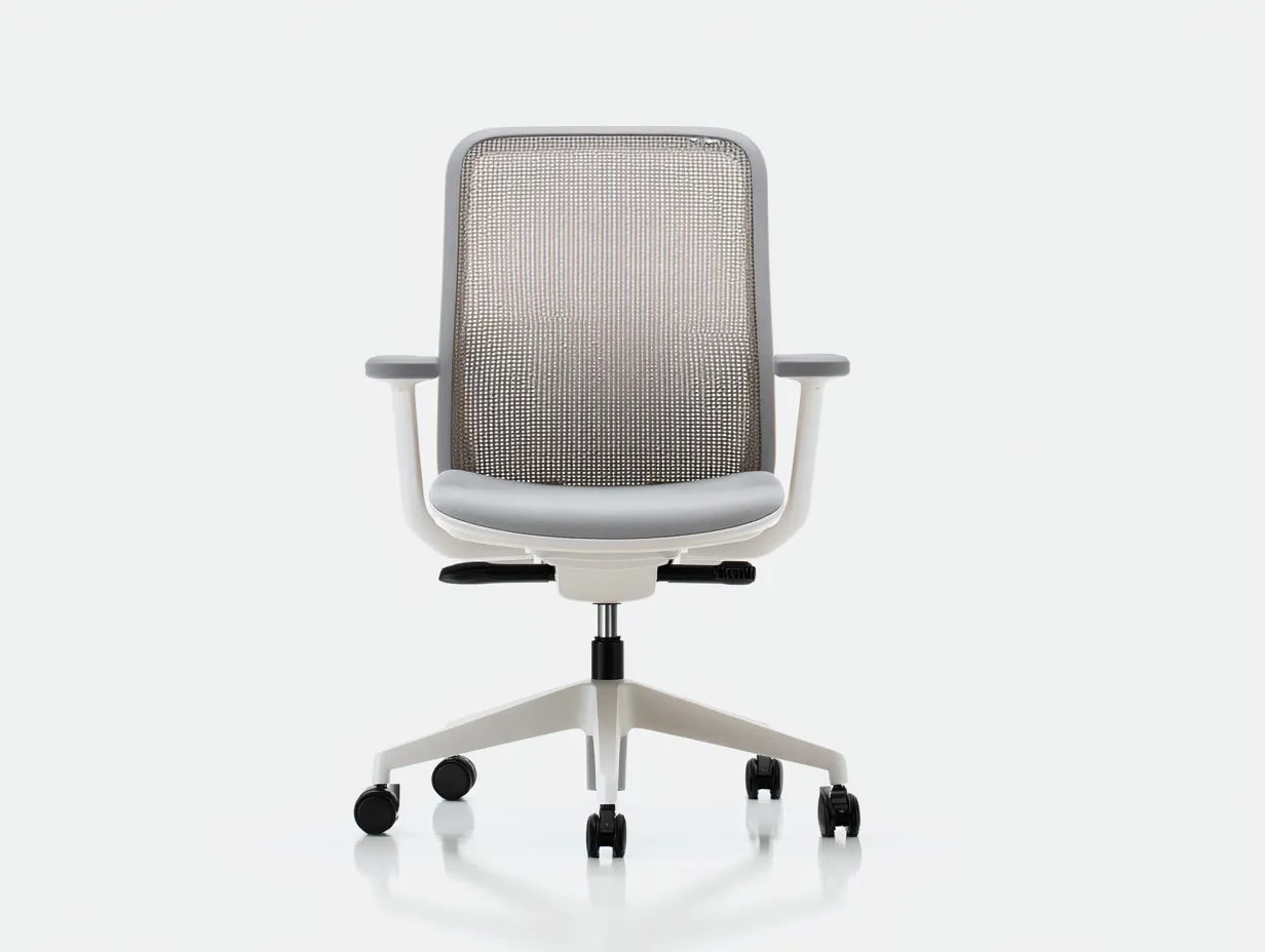 Silla De Oficina de malla 67x69x102 cm - beige y blanco - ajustable para oficina-Dozenmidecor