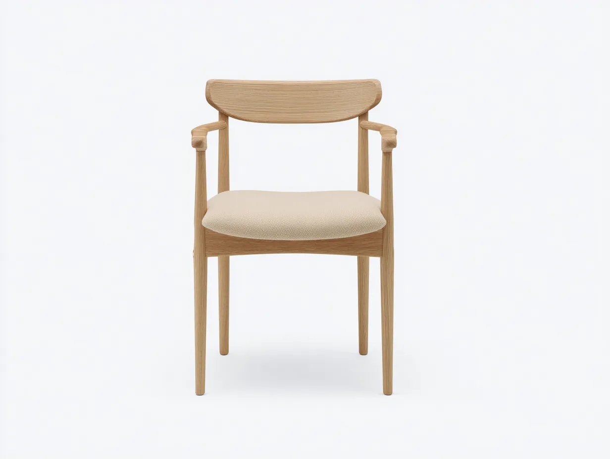 Silla De Comedor de madera natural 58x56x80 cm - madera natural y beige - respaldo ancho para comedor-Dozenmidecor