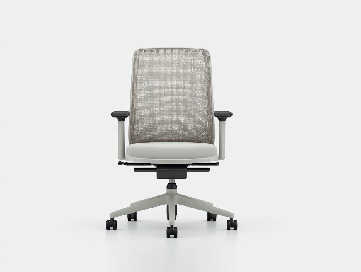 Silla De Oficina de malla 67x70x100 cm - gris claro y blanco - con reposabrazos para oficina-Dozenmidecor