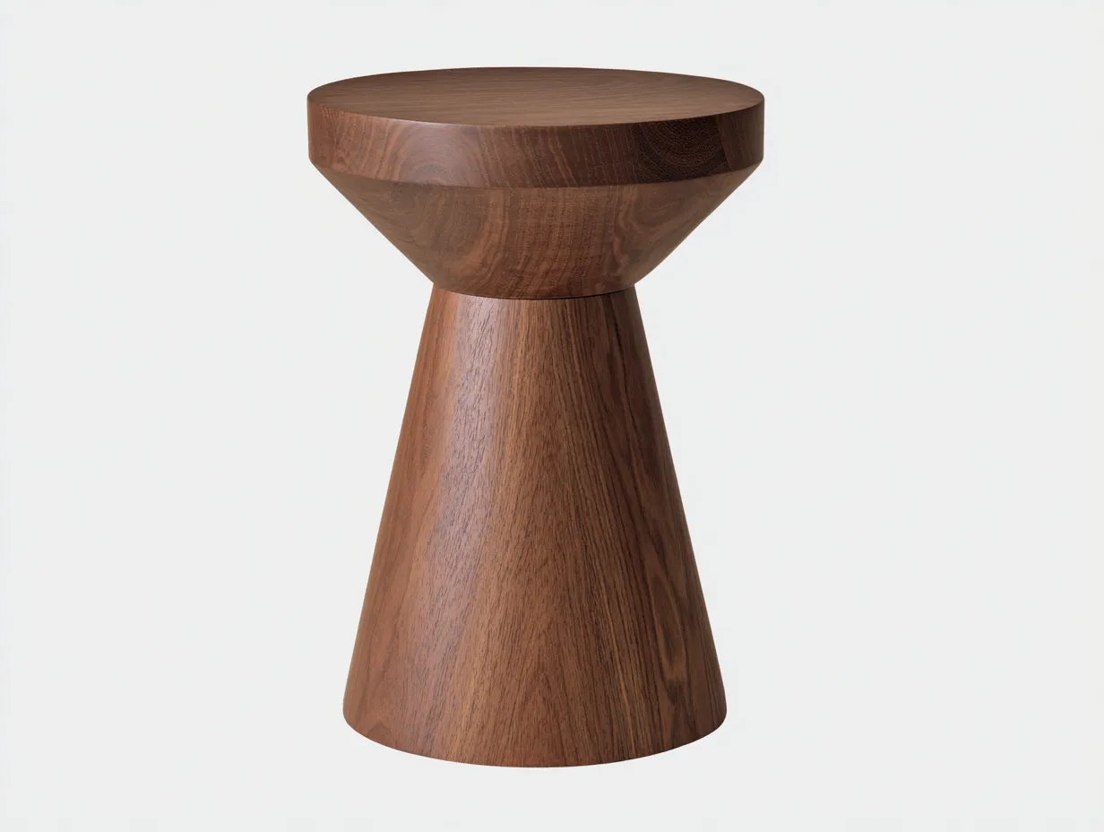 Mesa Auxiliar pedestal 46x46x54 cm - nogal medio - diseño cónico para salón-Dozenmidecor