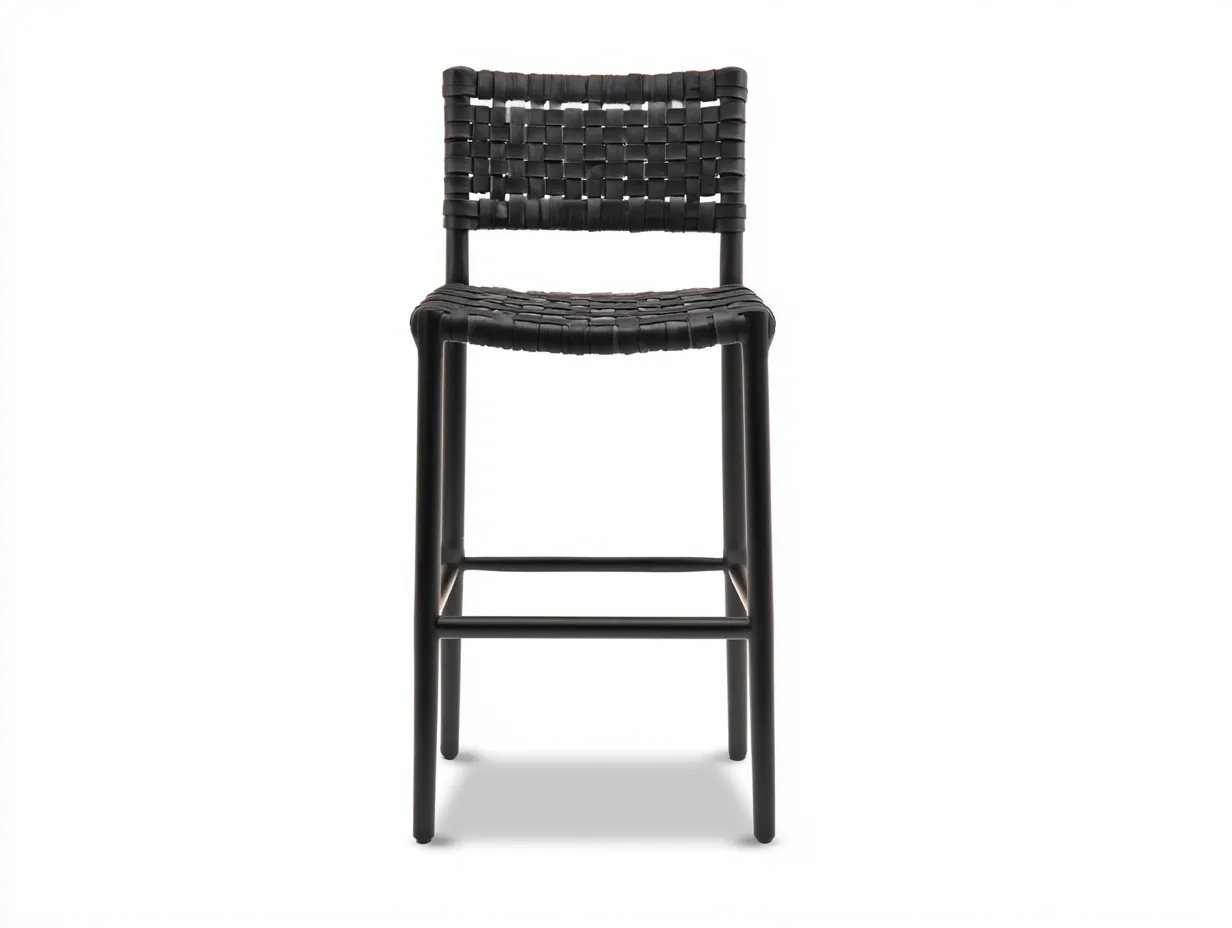 Taburete De Bar trenzado 46x49x103 cm - negro - asiento tejido para exterior-Dozenmidecor