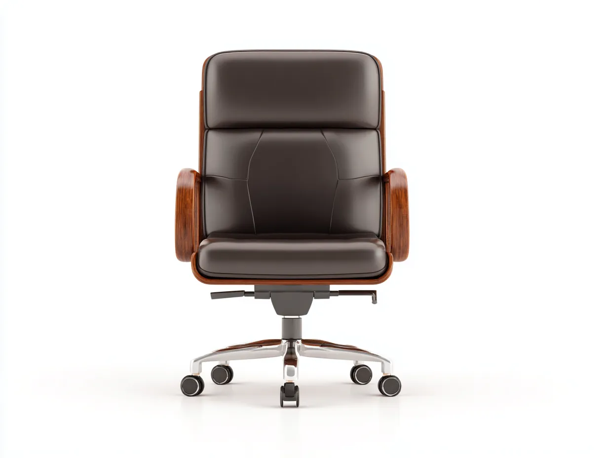 Silla De Oficina de piel 70x74x112 cm - marrón y cromado - respaldo acolchado para oficina-Dozenmidecor