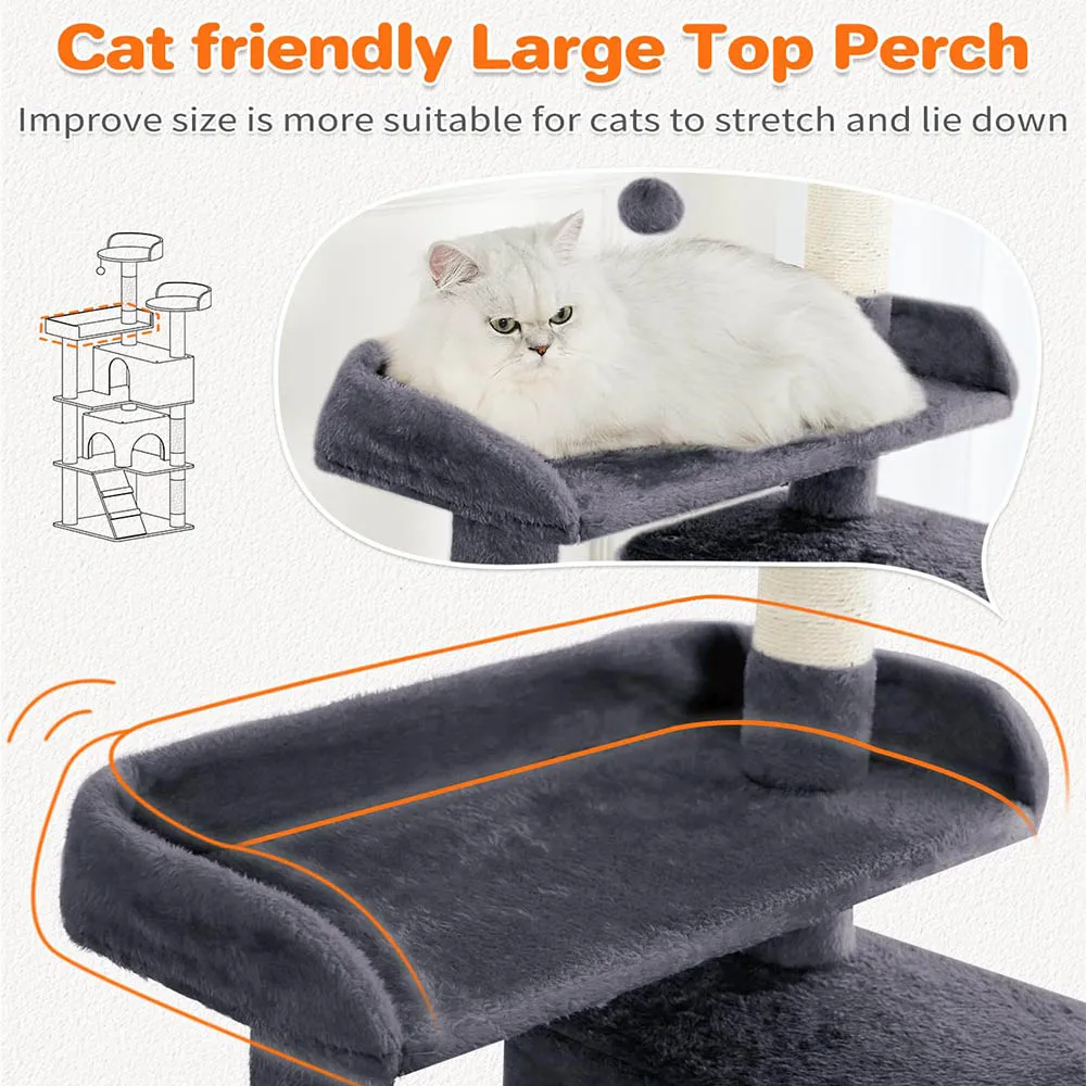 Indoor/Outdoor Cat Climbing Frames & Multi-Level Cat Trees 2 Play Centers Scratching Post Modern Gray Wood Design