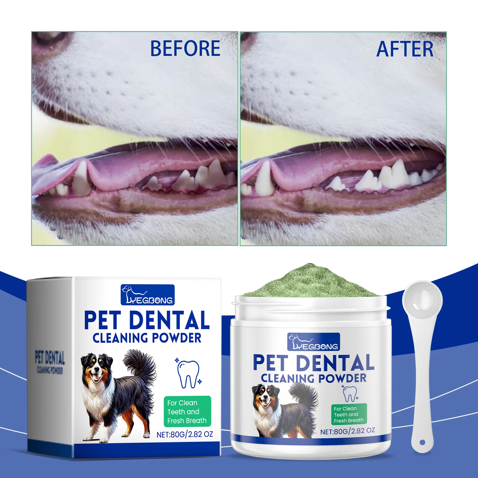 Pet Dental Powder  Dog Breath Freshener Teeth Cleaning 80g Natural Herbal Blend