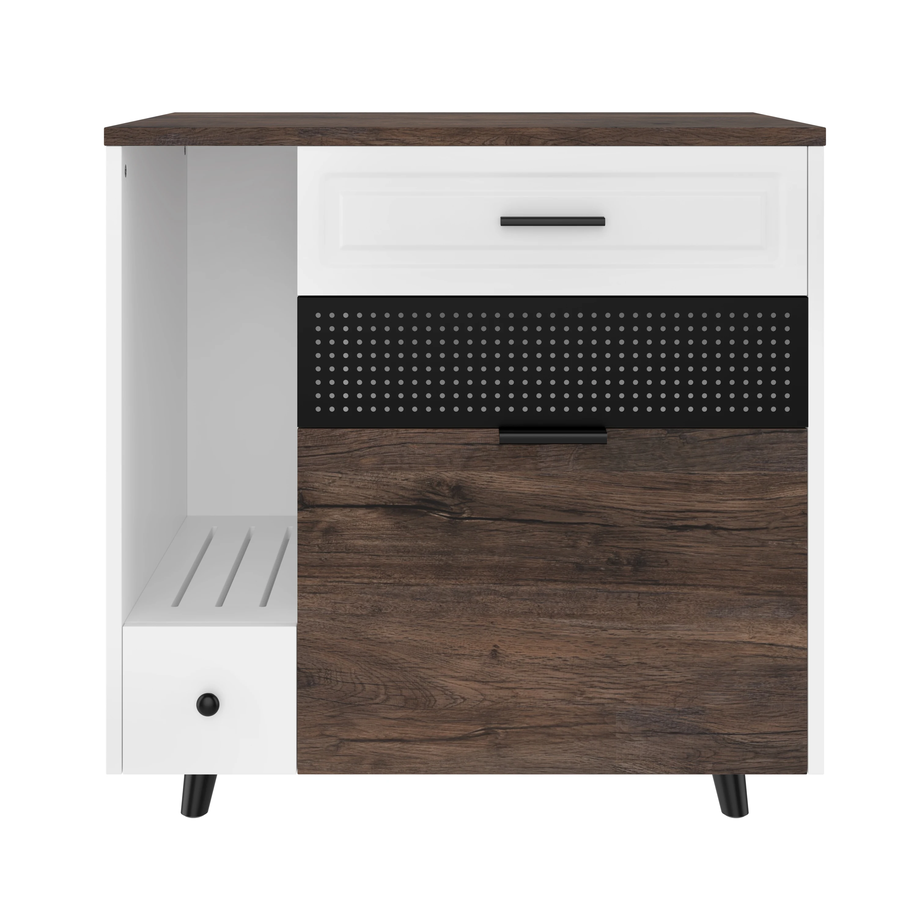 Modern Indoor Cat Litter Box Enclosure Multifunctional Cat Furniture with Drawers and Side Table Free 