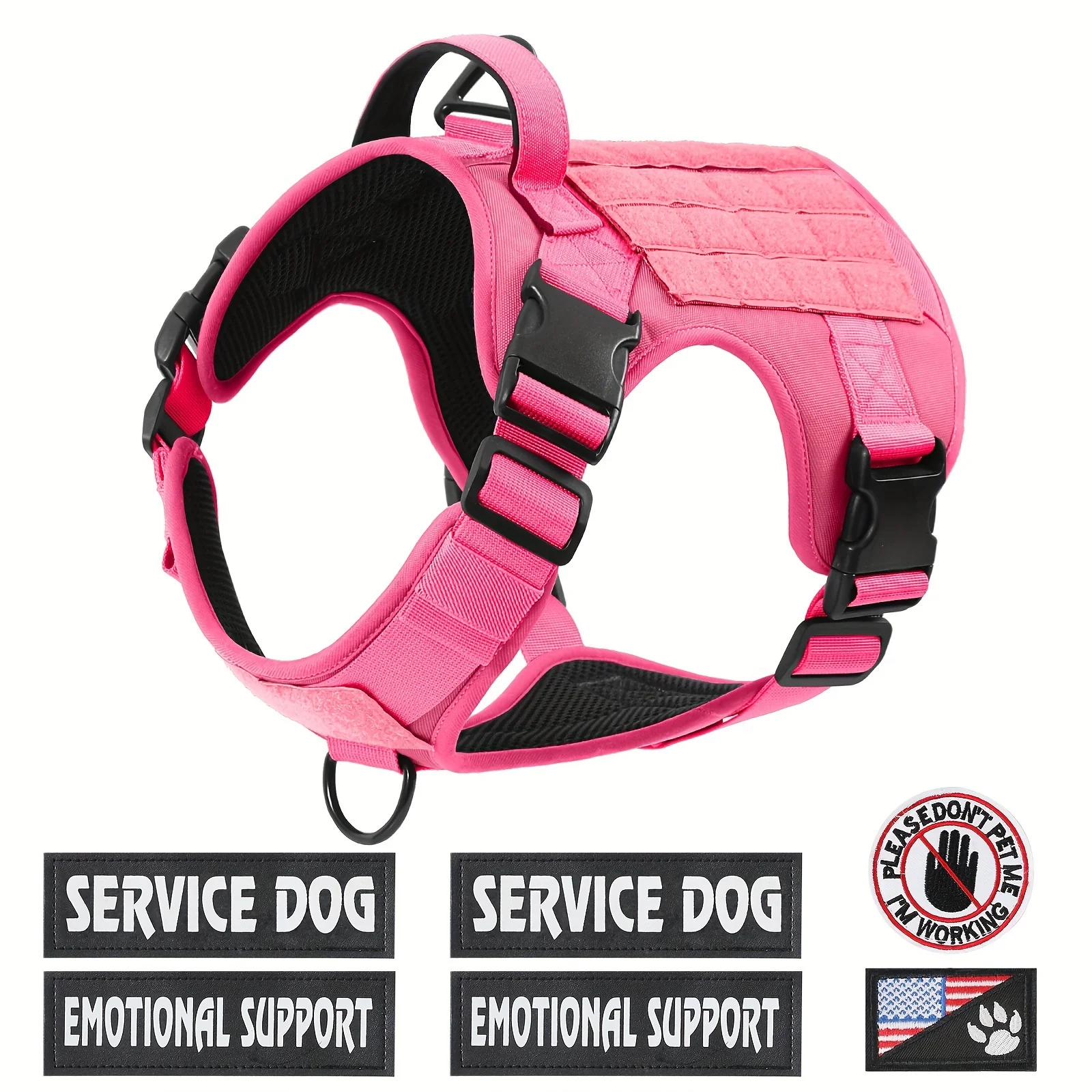 Tactical Dog Harness for Dogs Heavy Duty No Pull Harness with Handle Adjustable Reflective Pet Vest