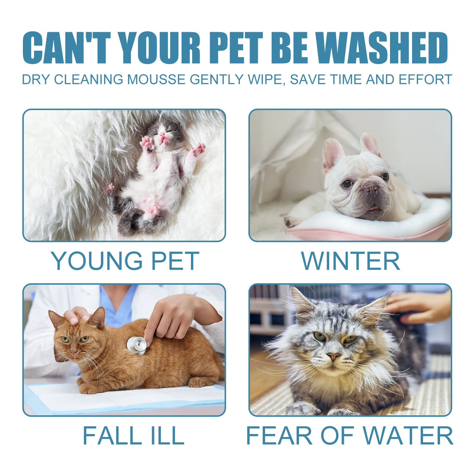  Pet Supplies 60ml Pet Dry Cleaning Mousse for Dogs and Cats No Water Bath Gentle Effective Clean