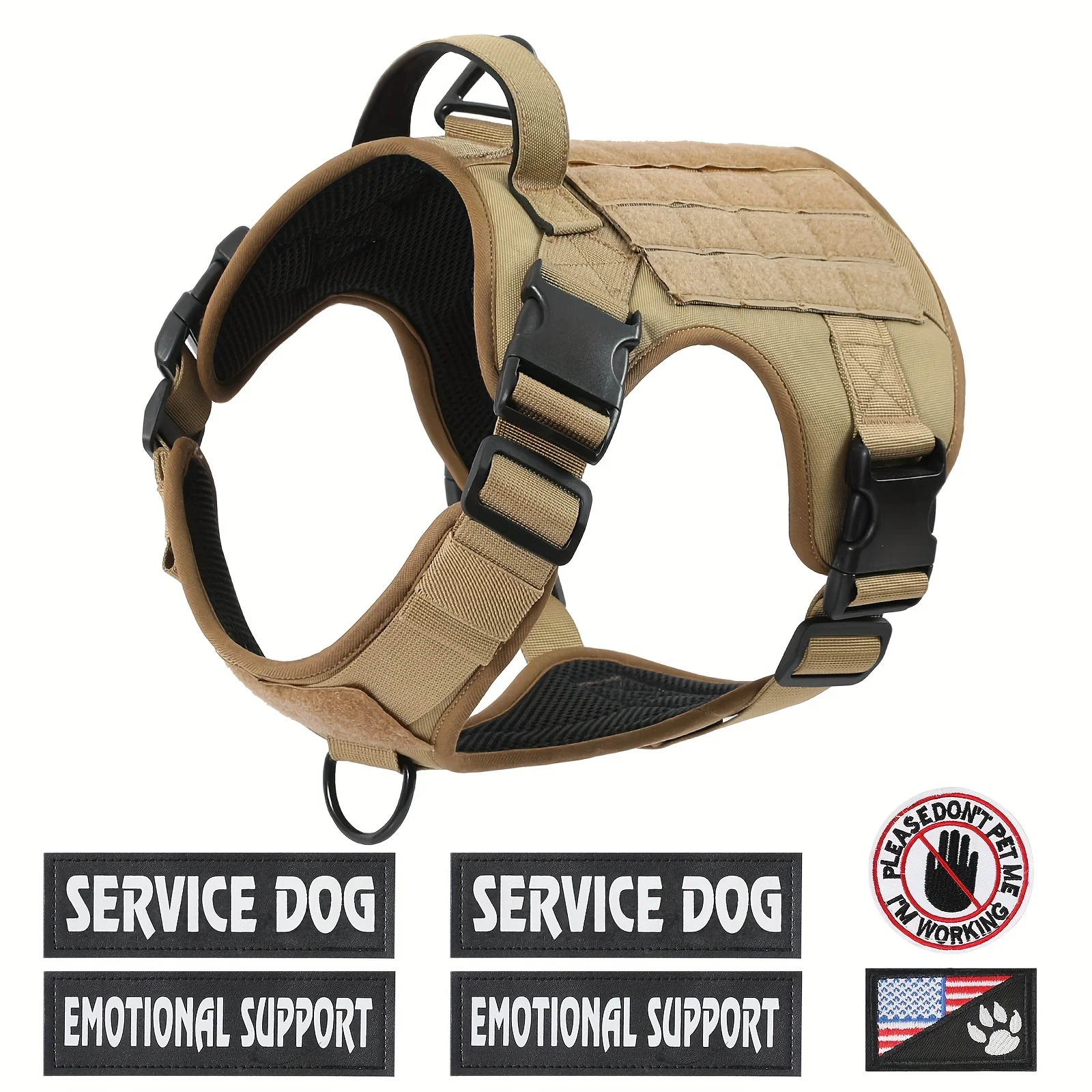 Tactical Dog Harness for Dogs Heavy Duty No Pull Harness with Handle Adjustable Reflective Pet Vest