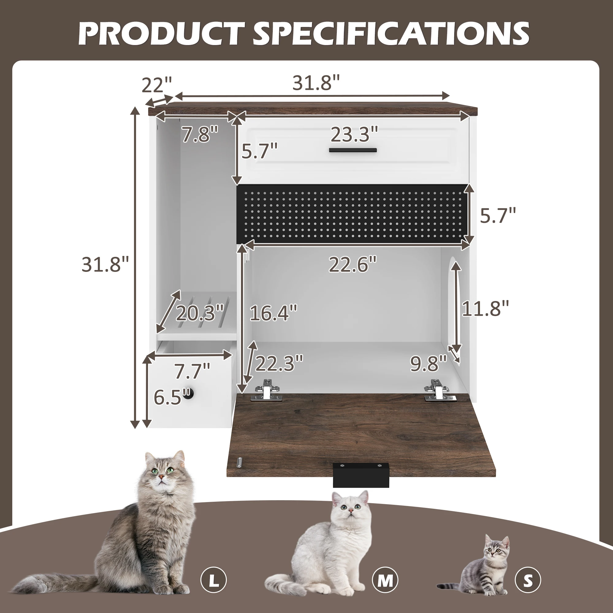 Luxurious solid indoor cat furniture, modern multifunctional, eco-friendly, durable cat litter box with drawer, pet supplies
