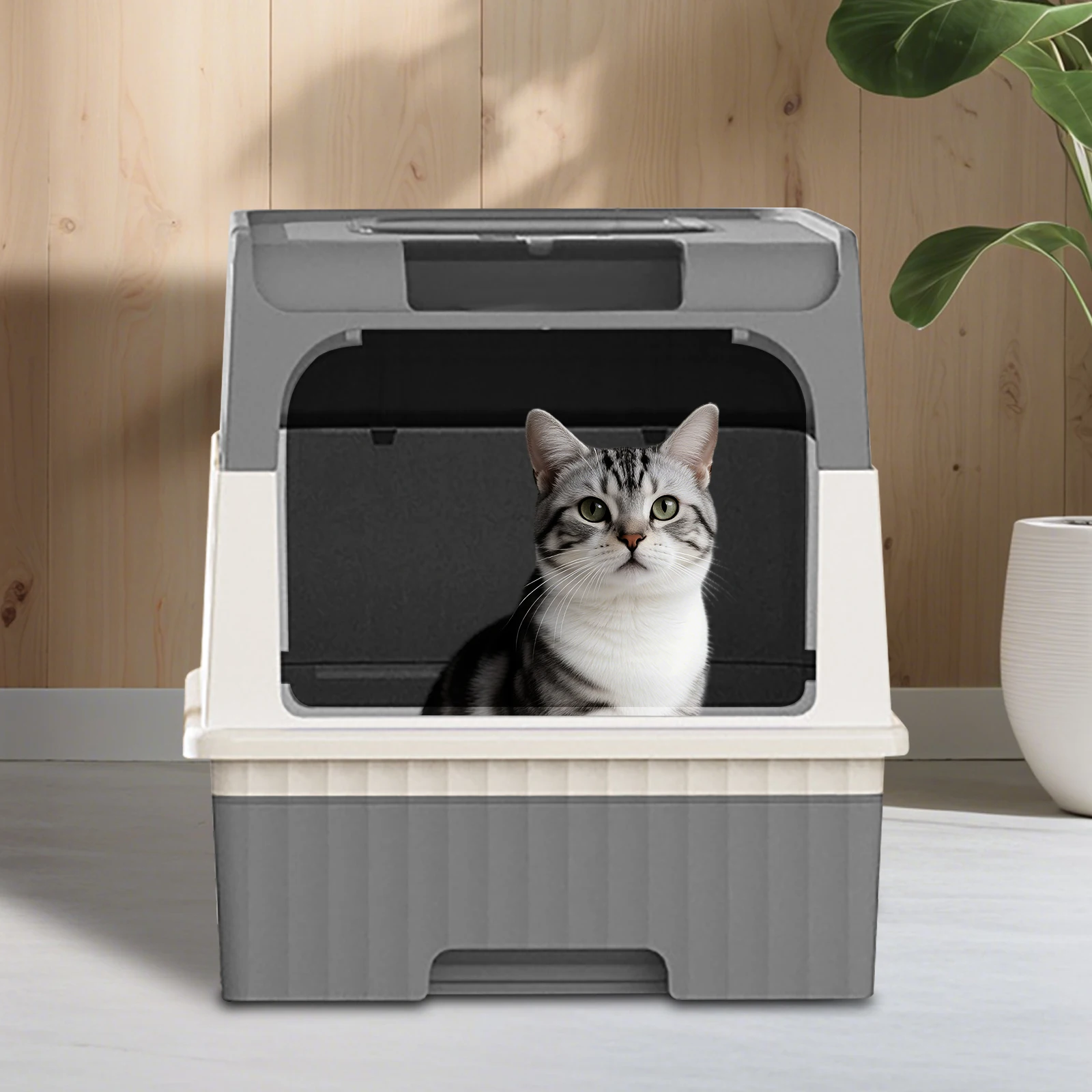 Cat Litter Boxes Oversized Drawer Type Fully Enclosed Anti-splash UV PP Square Large Space Cat Toilet Pet Supplies