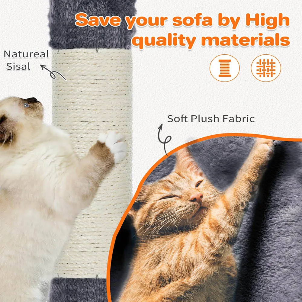 Indoor/Outdoor Cat Climbing Frames & Multi-Level Cat Trees 2 Play Centers Scratching Post Modern Gray Wood Design