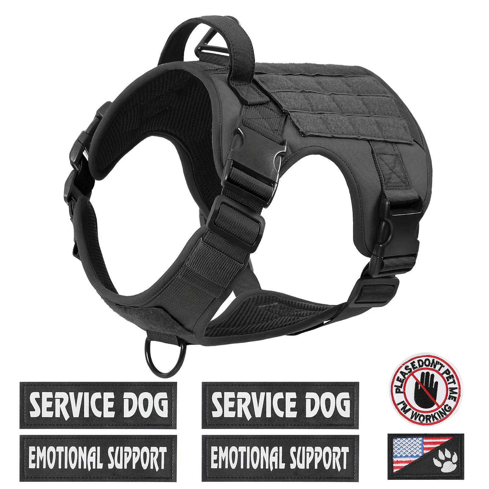 Tactical Dog Harness for Dogs Heavy Duty No Pull Harness with Handle Adjustable Reflective Pet Vest