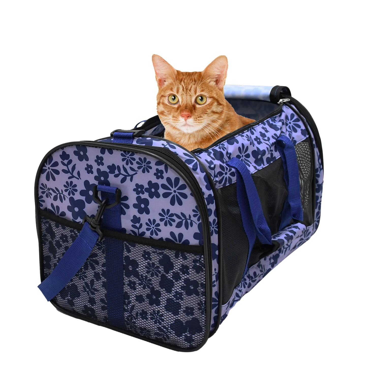 Soft-sided pet carrier, approved by luxury airlines, for small dogs and cats
