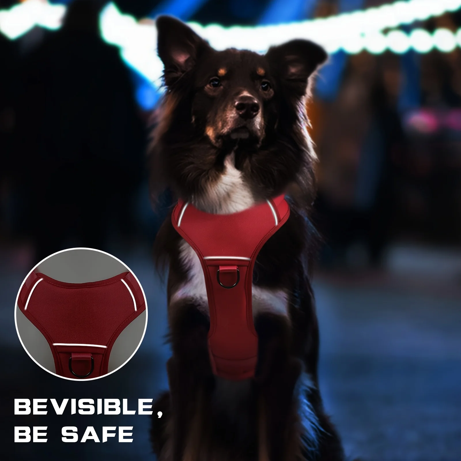  Hot Durable Nylon Tactical Service Dog Harness No-Pull Adjustable Reflective Vest with Dual Handles for Large Dog