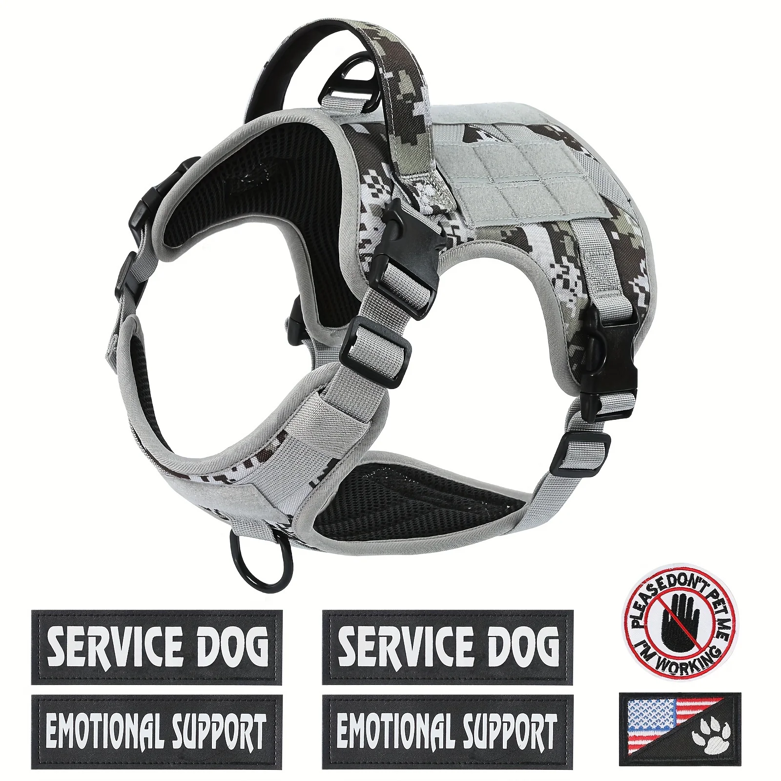 Tactical Dog Harness for Dogs Heavy Duty No Pull Harness with Handle Adjustable Reflective Pet Vest