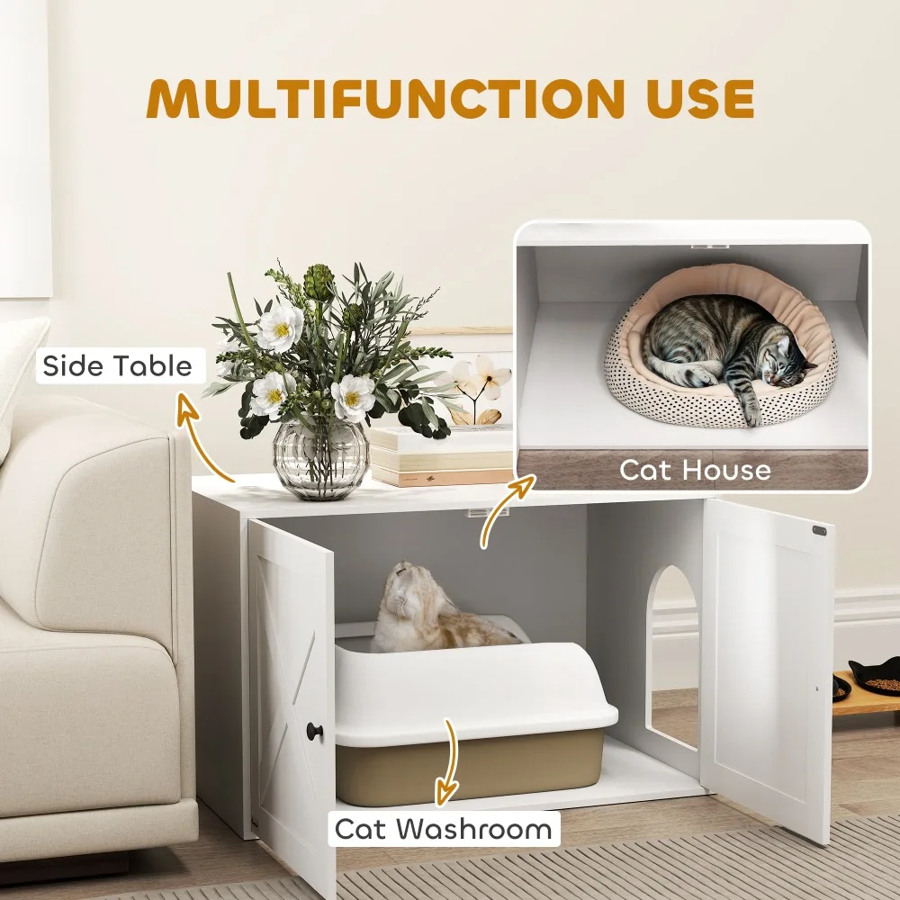 Waterproof and anti-corrosive wooden cat house, household double-layer cat villa, solid wood pet nest, suitable for all seasons, removable and washable