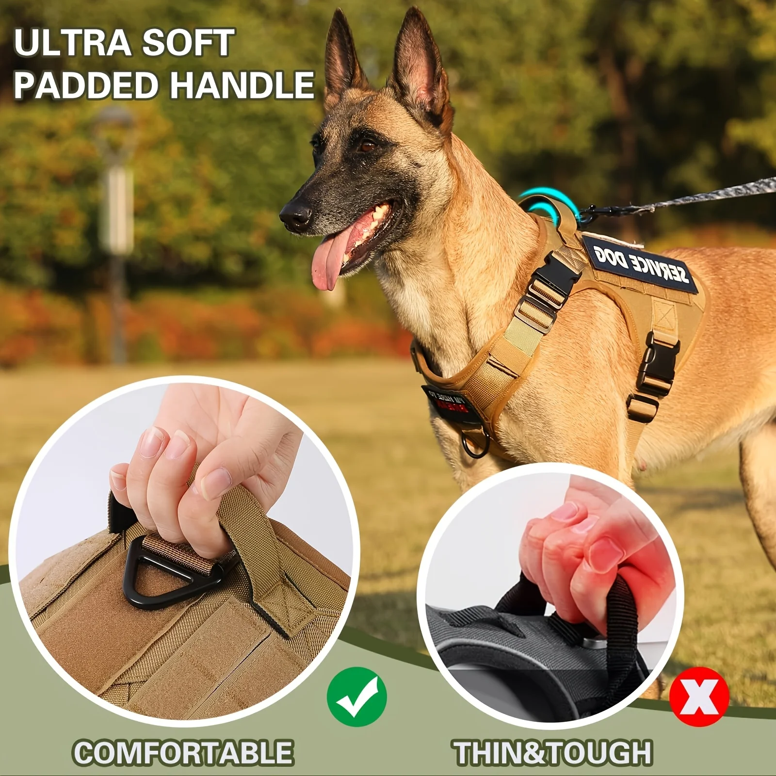 Tactical Dog Harness for Dogs Heavy Duty No Pull Harness with Handle Adjustable Reflective Pet Vest