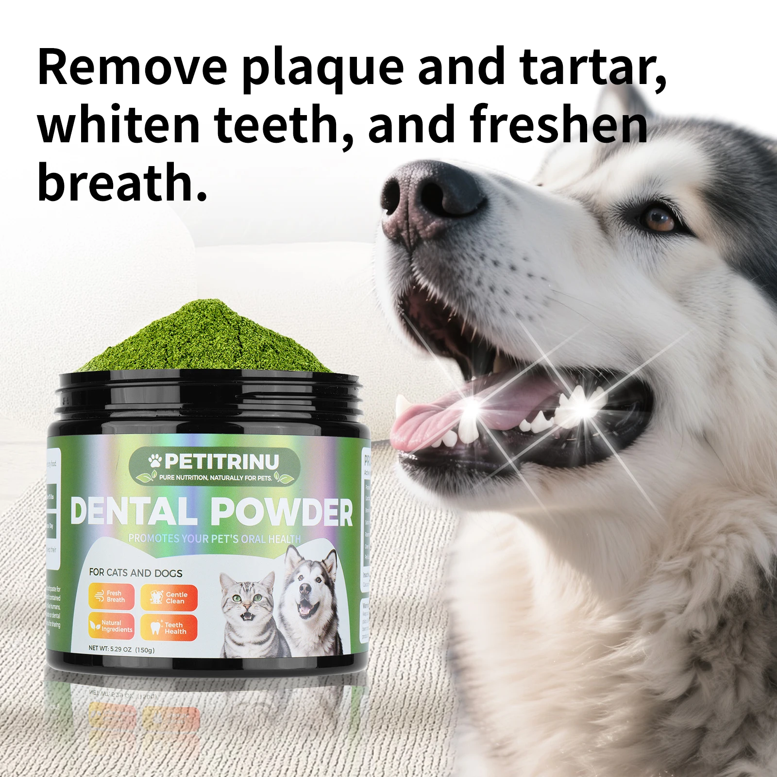 Dog Teeth Cleaning Powder 150g Other Country Gentle Cleaning Removes Plaque Tartar Fresh Breath Promotes