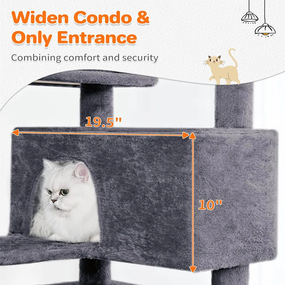 Indoor/Outdoor Cat Climbing Frames & Multi-Level Cat Trees 2 Play Centers Scratching Post Modern Gray Wood Design