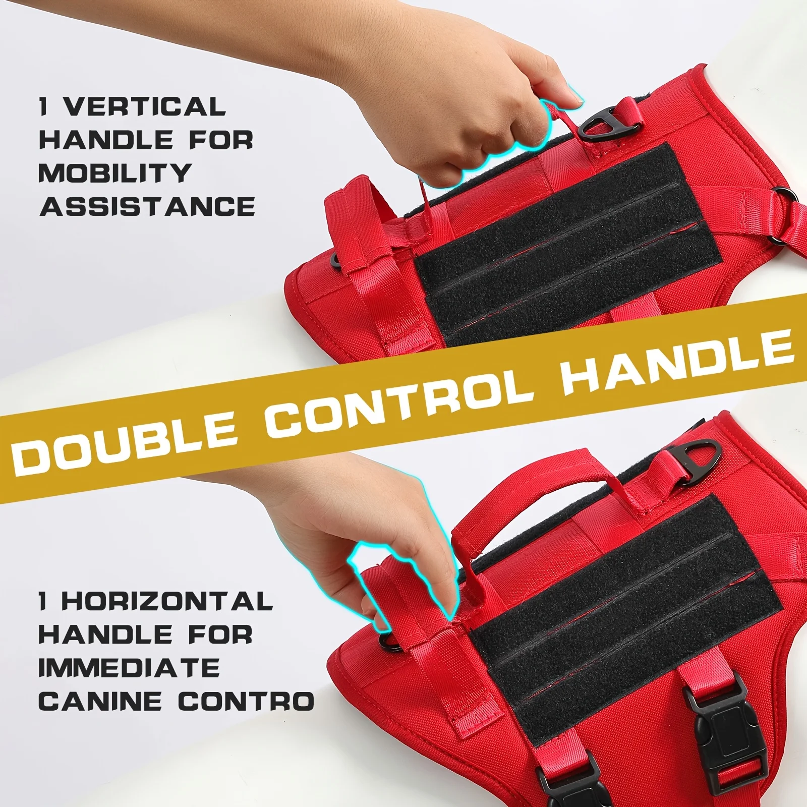  Hot Durable Nylon Tactical Service Dog Harness No-Pull Adjustable Reflective Vest with Dual Handles for Large Dog