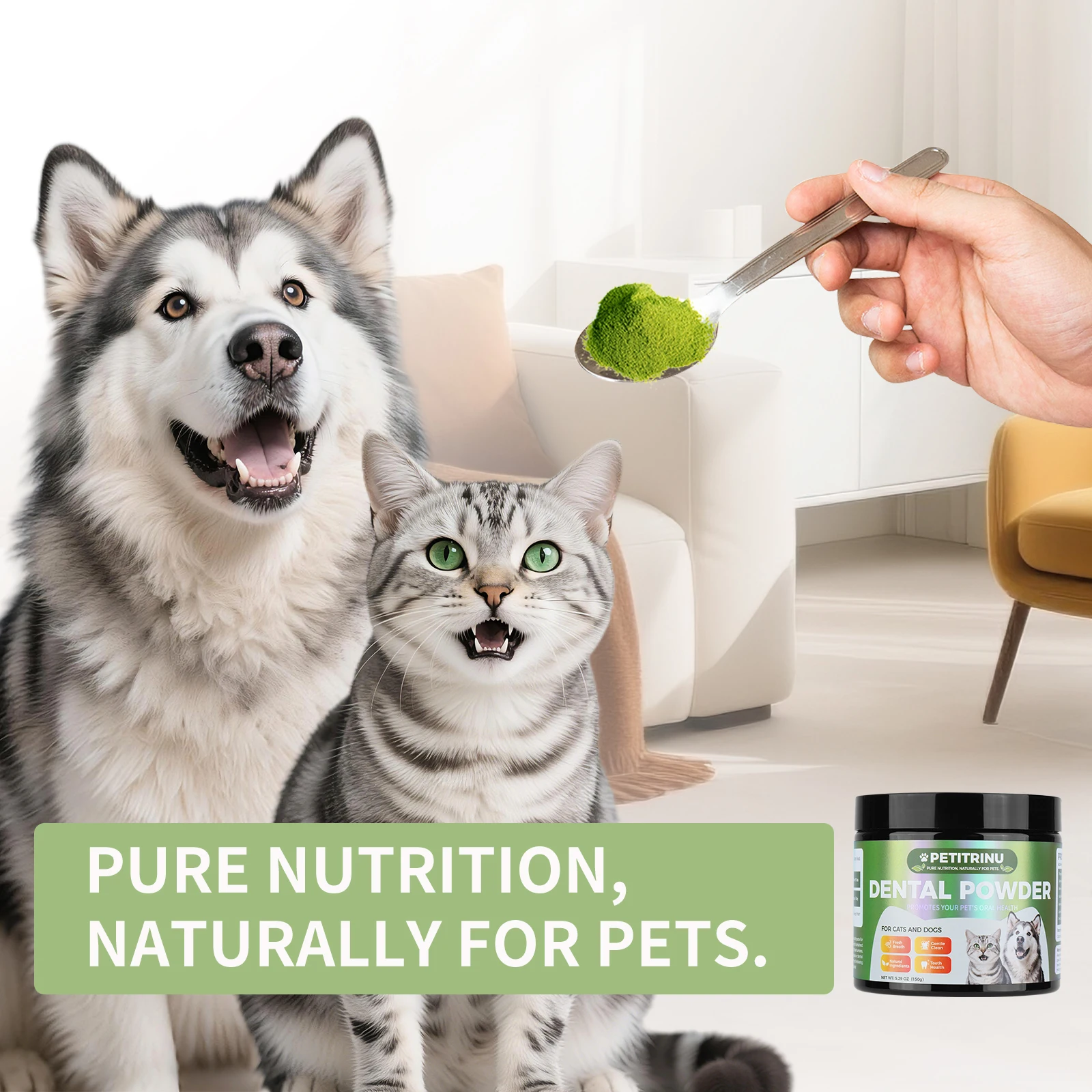 Dog Teeth Cleaning Powder 150g Other Country Gentle Cleaning Removes Plaque Tartar Fresh Breath Promotes