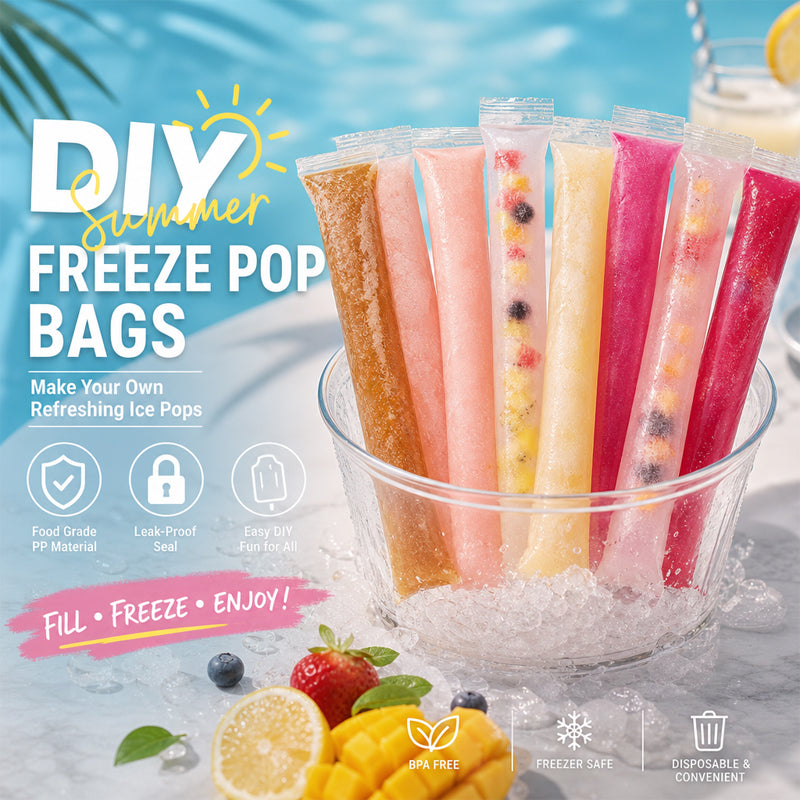 Disposable Ice Pop Bags – DIY Homemade Popsicle Mold Bags with Self-Sealing Design for Juice, Fruit, Yogurt & Summer Frozen Treats