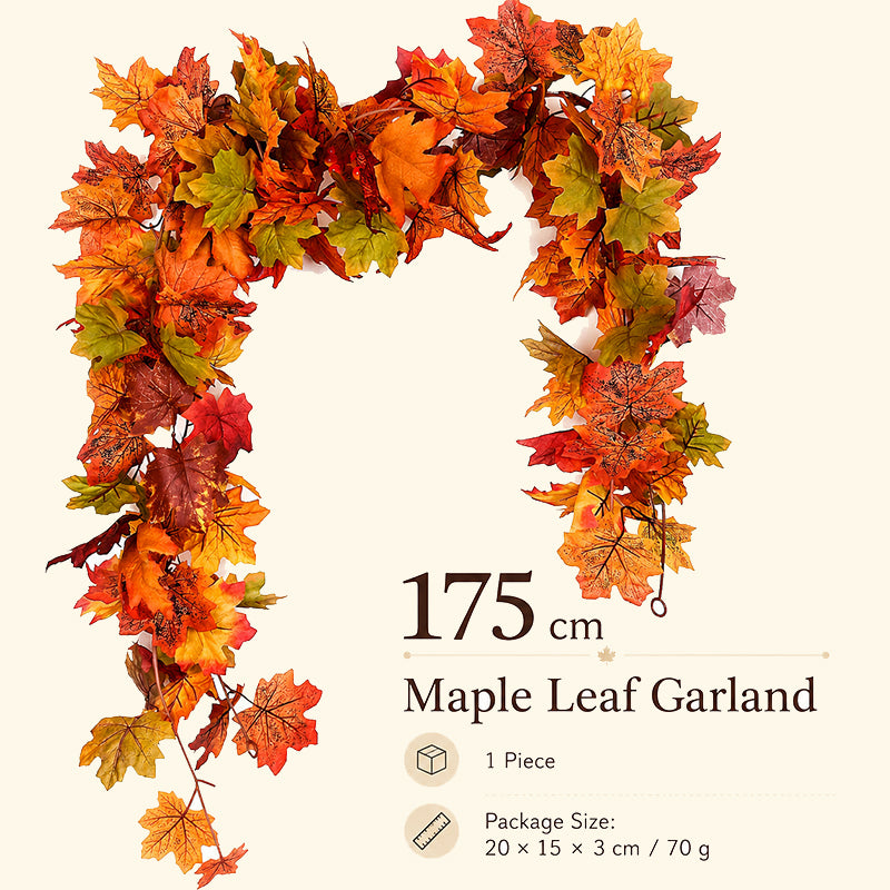 🍁Autumn Maple Leaf Garland Decoration Set – Fall Leaves Garland for Fireplace Mantel, Staircase, Door Frame, Table & Thanksgiving Decor