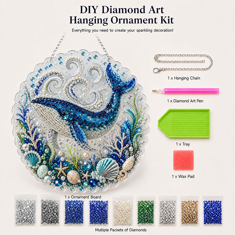 💎🌊DIY Ocean Diamond Art Hanging Ornament Kit – Acrylic Pearl Bead Craft Plaque for Coastal Home Decor & Handmade Gifts