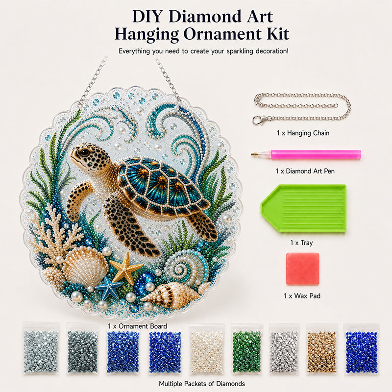💎🌊DIY Ocean Diamond Art Hanging Ornament Kit – Acrylic Pearl Bead Craft Plaque for Coastal Home Decor & Handmade Gifts