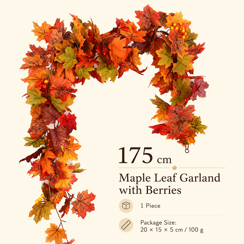 🍁Autumn Maple Leaf Garland Decoration Set – Fall Leaves Garland for Fireplace Mantel, Staircase, Door Frame, Table & Thanksgiving Decor