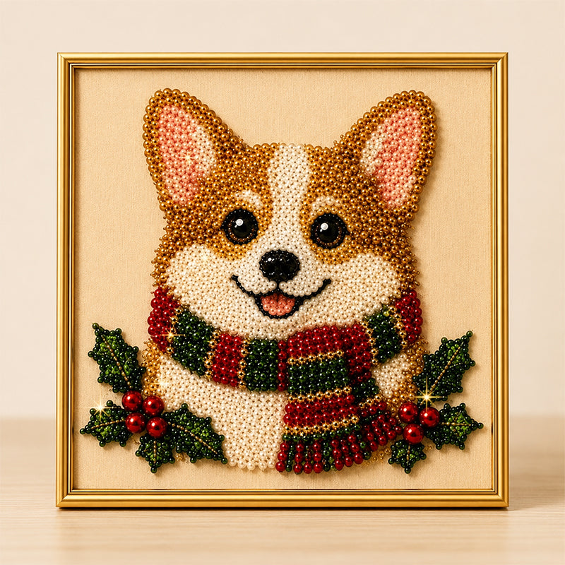 Festive Feline Bead Art Kit – DIY Sparkling Cat Craft Artwork for Holiday Decor, Cat Lovers & Handmade Gifts