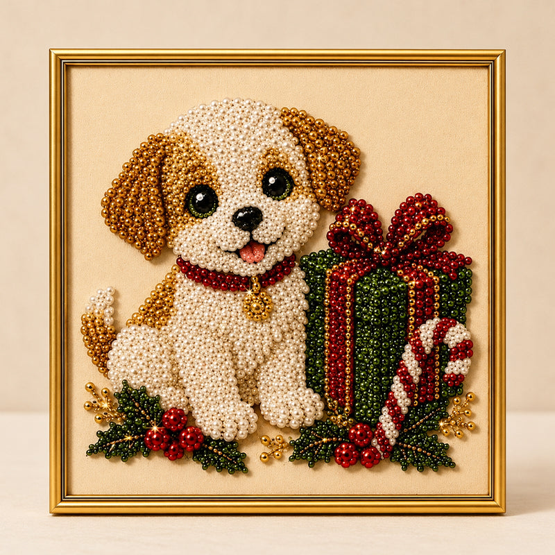 Festive Feline Bead Art Kit – DIY Sparkling Cat Craft Artwork for Holiday Decor, Cat Lovers & Handmade Gifts