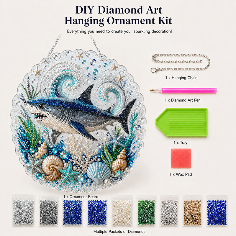 💎🌊DIY Ocean Diamond Art Hanging Ornament Kit – Acrylic Pearl Bead Craft Plaque for Coastal Home Decor & Handmade Gifts
