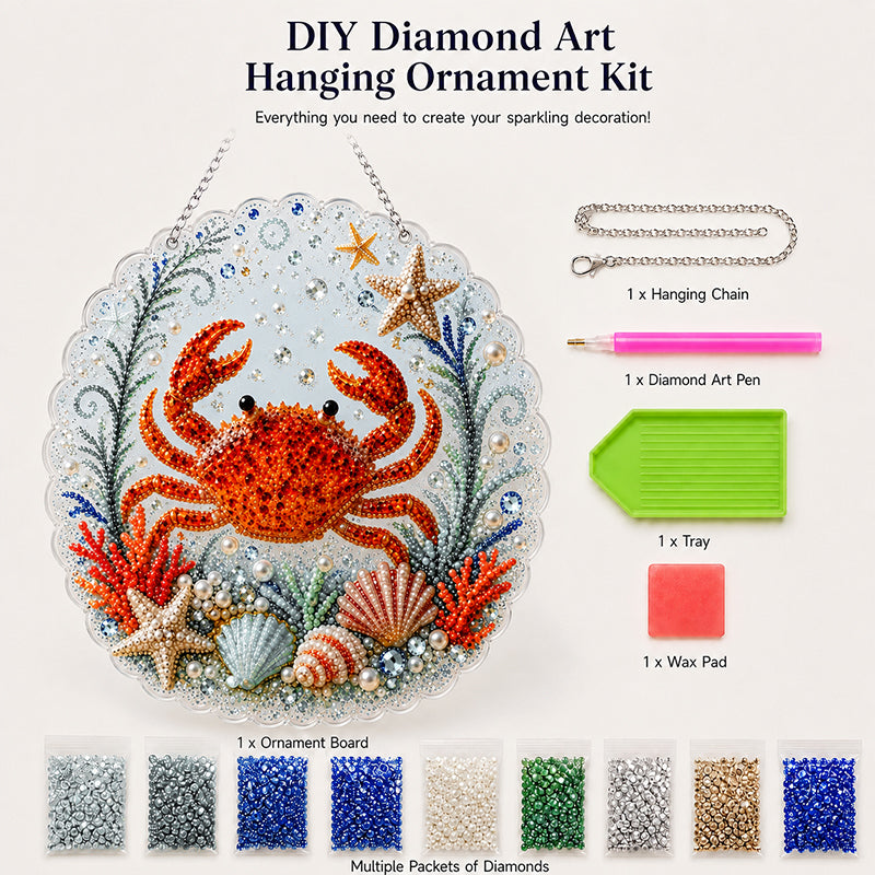 💎🌊DIY Ocean Diamond Art Hanging Ornament Kit – Acrylic Pearl Bead Craft Plaque for Coastal Home Decor & Handmade Gifts