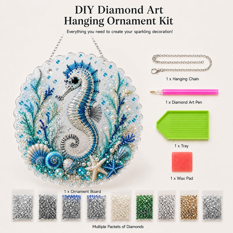💎🌊DIY Ocean Diamond Art Hanging Ornament Kit – Acrylic Pearl Bead Craft Plaque for Coastal Home Decor & Handmade Gifts