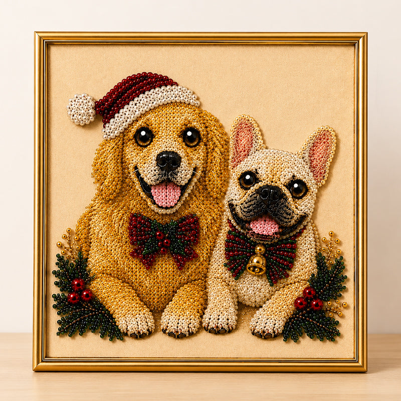 Festive Feline Bead Art Kit – DIY Sparkling Cat Craft Artwork for Holiday Decor, Cat Lovers & Handmade Gifts