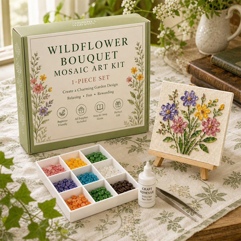 Watering Can Mosaic Art Kit – DIY Floral Craft Kit for Relaxing Creative Time, Handmade Home Decor & Thoughtful Gifts