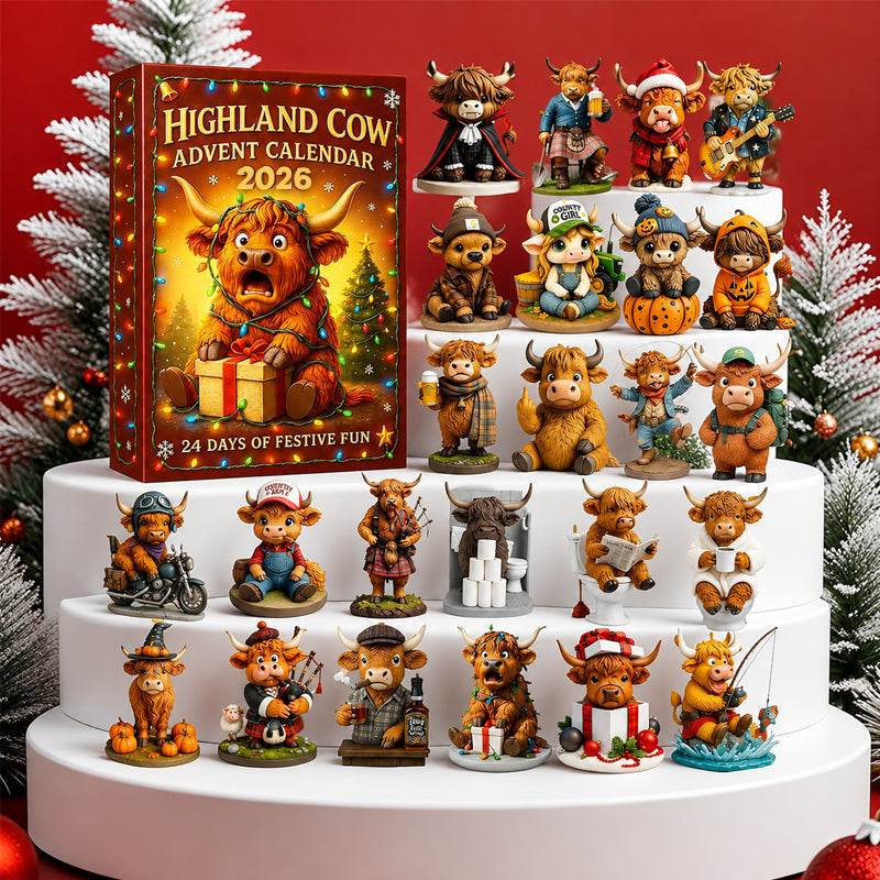 🐮 2026 Highland Cow Advent Calendar – 24 Collectible Christmas Surprises