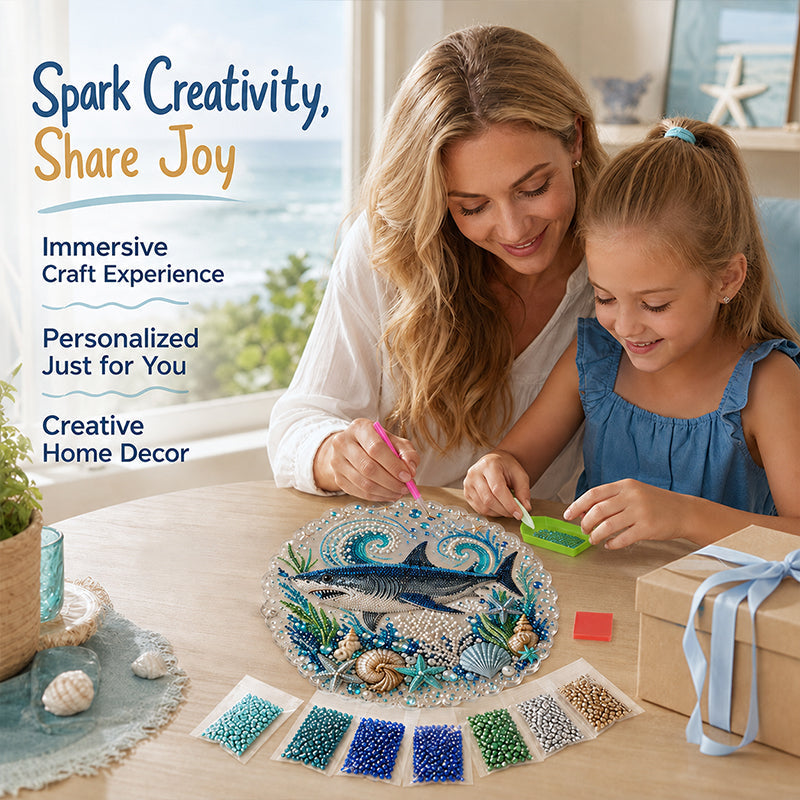💎🌊DIY Ocean Diamond Art Hanging Ornament Kit – Acrylic Pearl Bead Craft Plaque for Coastal Home Decor & Handmade Gifts
