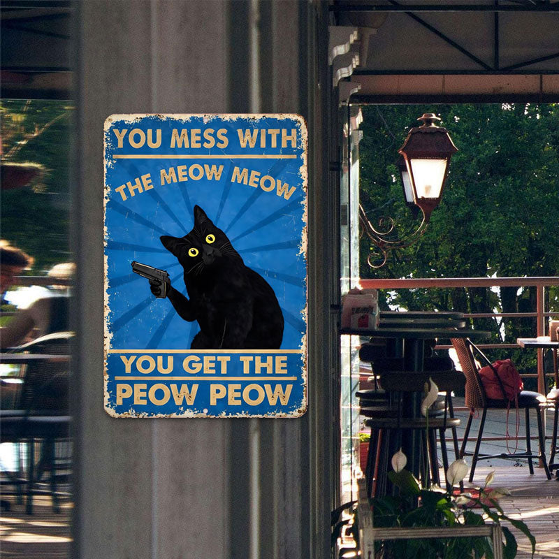 🐱 Sarcastic Black Cat Metal Sign – Funny Vintage Wall Decor for Office, Shed & Home Bar