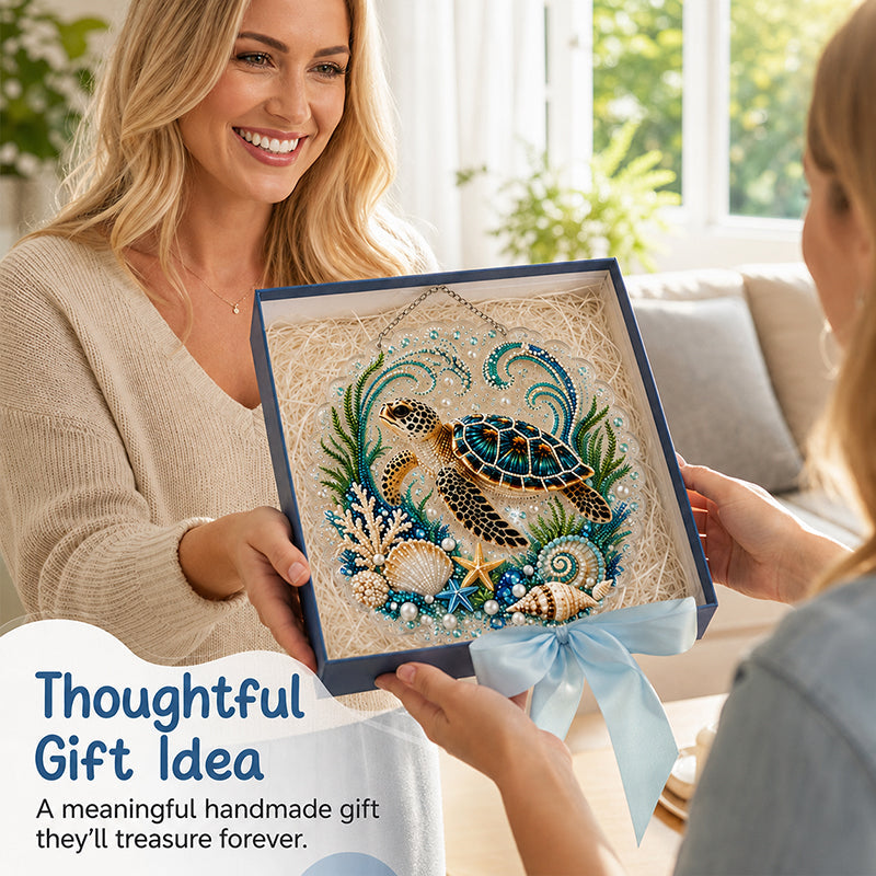 💎🌊DIY Ocean Diamond Art Hanging Ornament Kit – Acrylic Pearl Bead Craft Plaque for Coastal Home Decor & Handmade Gifts