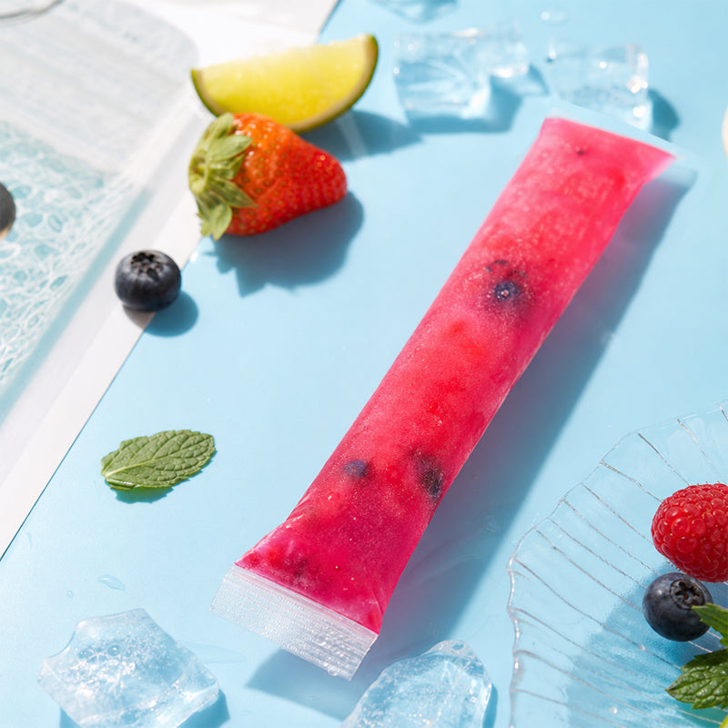 Disposable Ice Pop Bags – DIY Homemade Popsicle Mold Bags with Self-Sealing Design for Juice, Fruit, Yogurt & Summer Frozen Treats