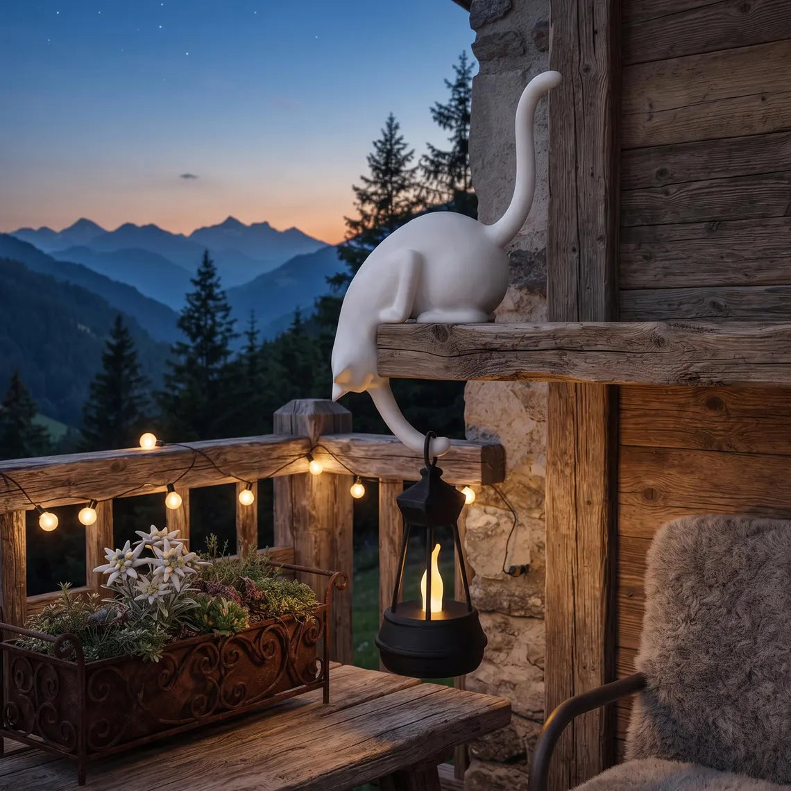 🐈‍Whimsical Cat Shelf Sitter with LED Lantern – Cute Bookshelf Decor & Handy Key Hook