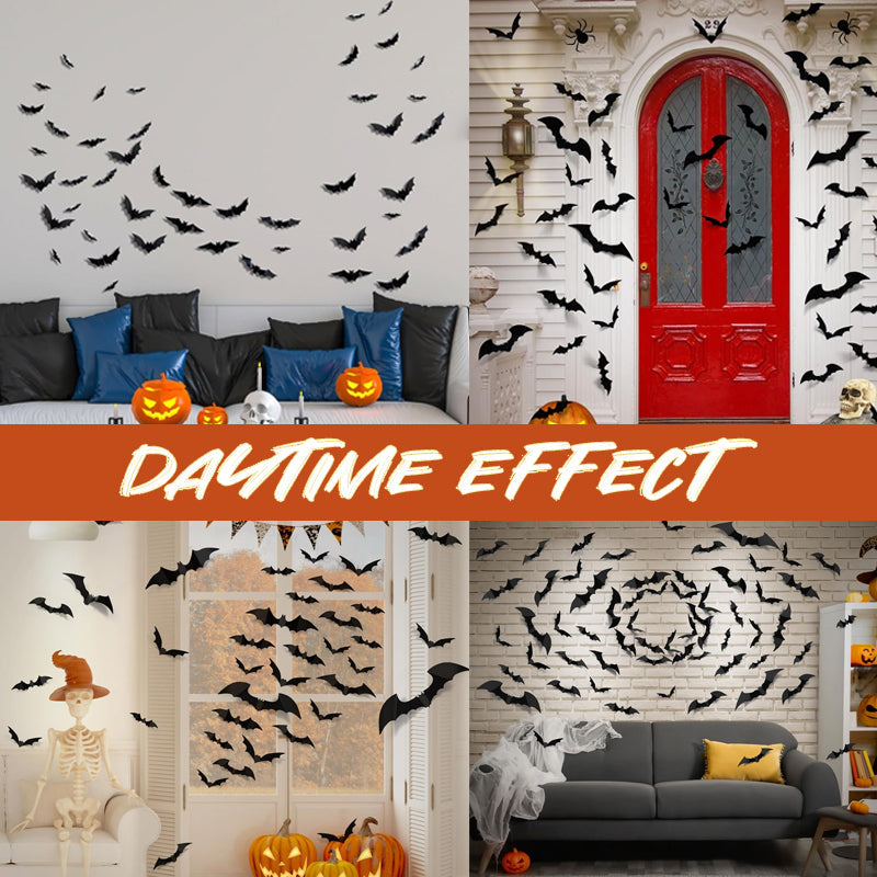 Halloween LED Flying Bat Decorations – Glowing 3D Bat Wall Decor for Porch, Window, Door, Garage & Party Backdrop