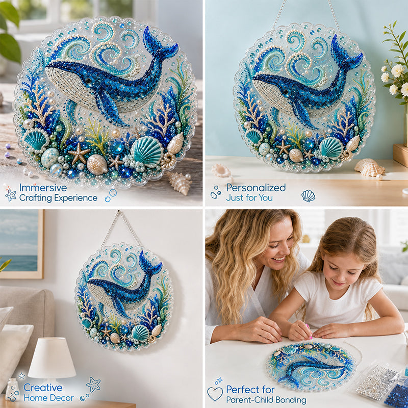 💎🌊DIY Ocean Diamond Art Hanging Ornament Kit – Acrylic Pearl Bead Craft Plaque for Coastal Home Decor & Handmade Gifts