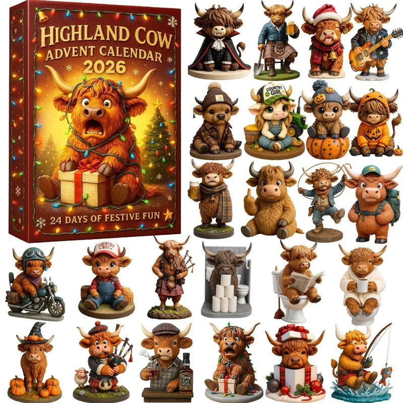 🐮 2026 Highland Cow Advent Calendar – 24 Collectible Christmas Surprises